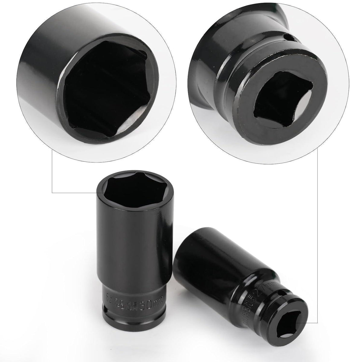 15tlg Schlagschrauber Nüsse Set 1/2" 8-32mm Tief, Sechskant Kraft-Steckschlüssel