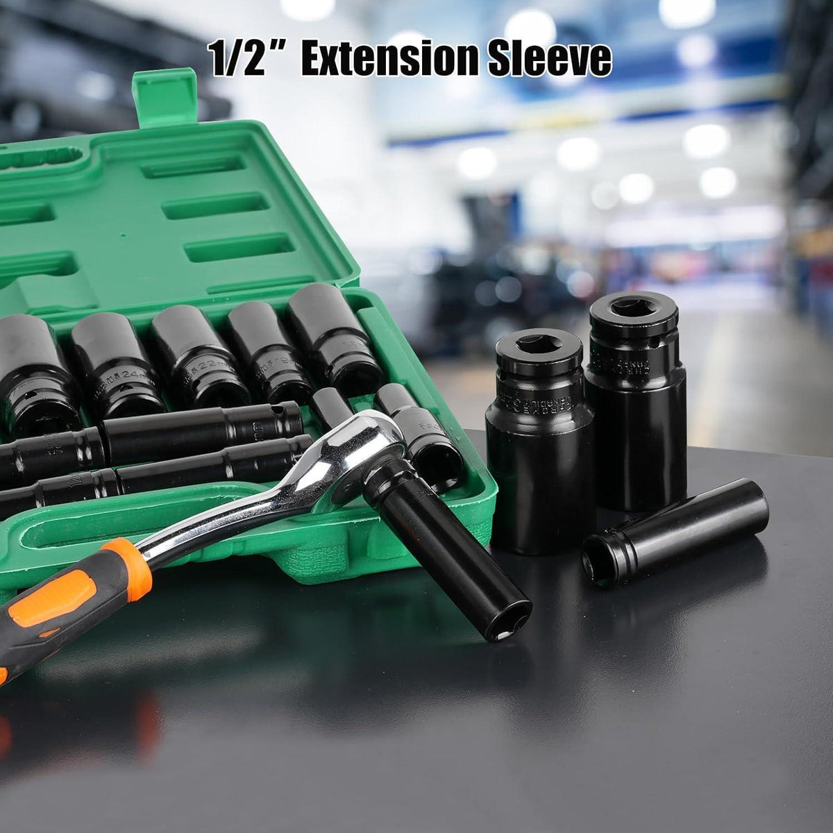 15tlg Schlagschrauber Nüsse Set 1/2" 8-32mm Tief, Sechskant Kraft-Steckschlüssel