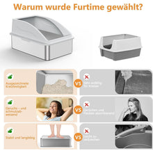 XXL Katzentoilette Edelstahl mit Matte und Schaufel Beige