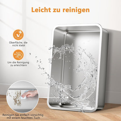 XXL Katzentoilette Edelstahl mit Matte und Schaufel Beige