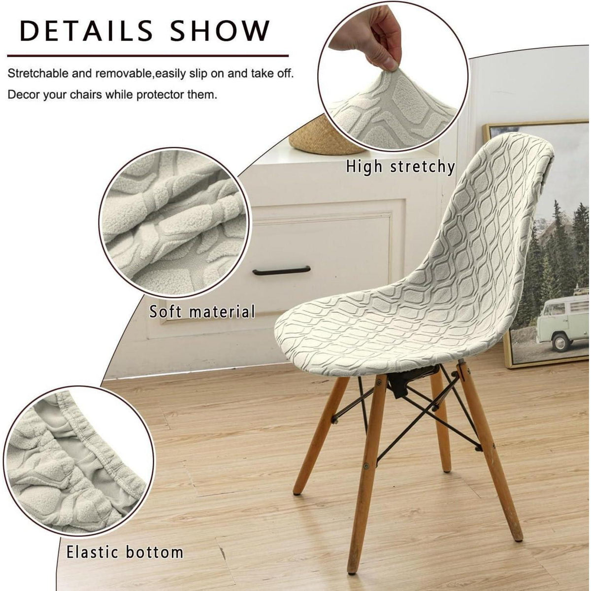 Stuhlhussen 4er Set Stretch – Beige