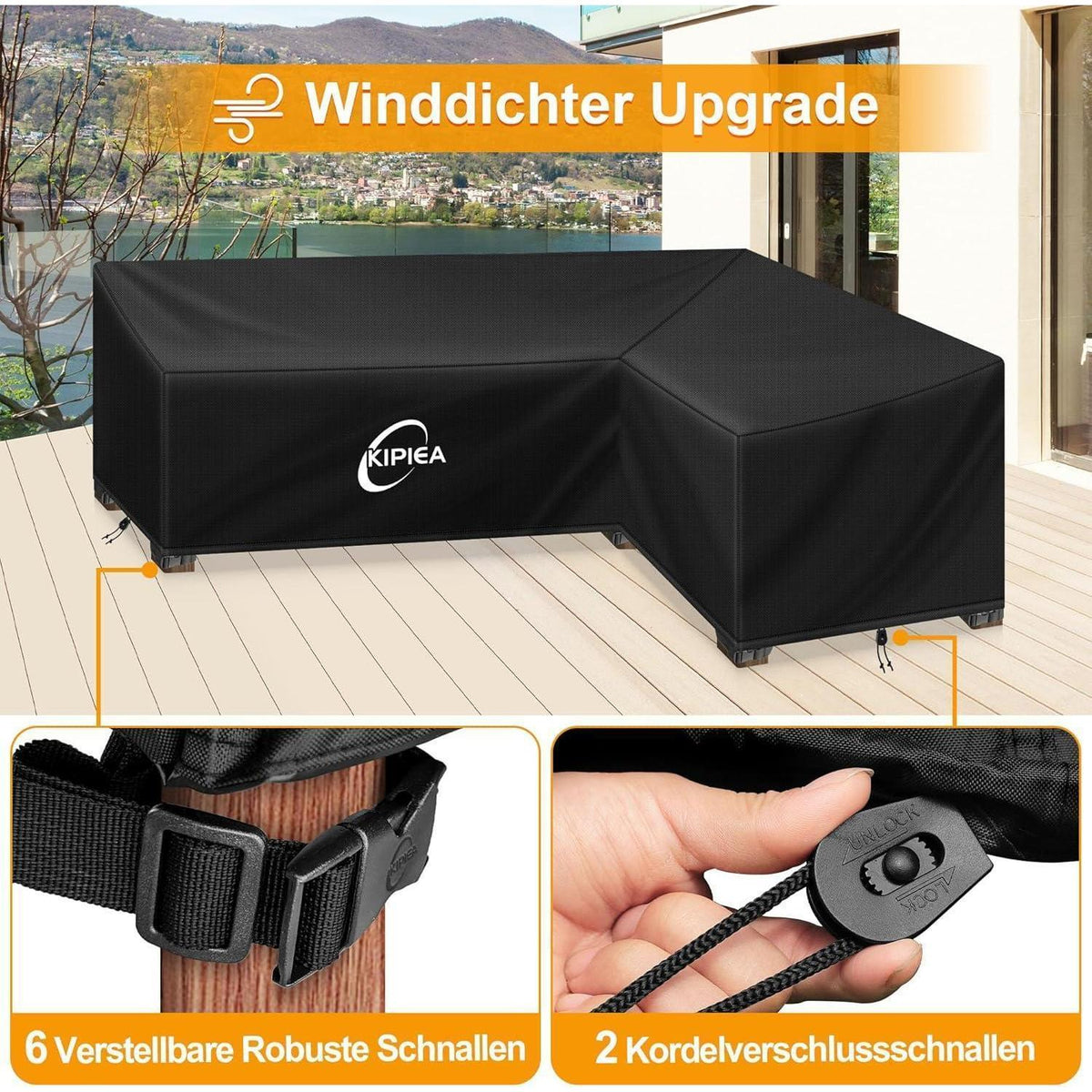 Loungemöbel Abdeckung L-Form Wasserdicht & Winterfest