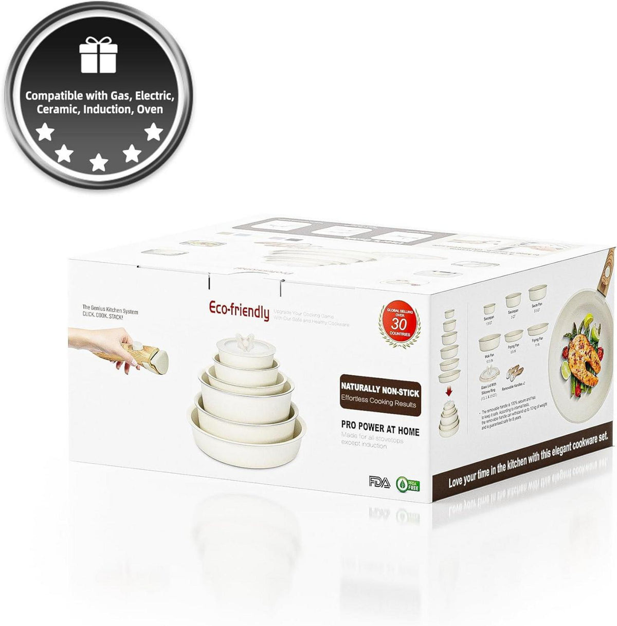 18-teiliges Induktions-Kochgeschirr-Set mit abnehmbaren