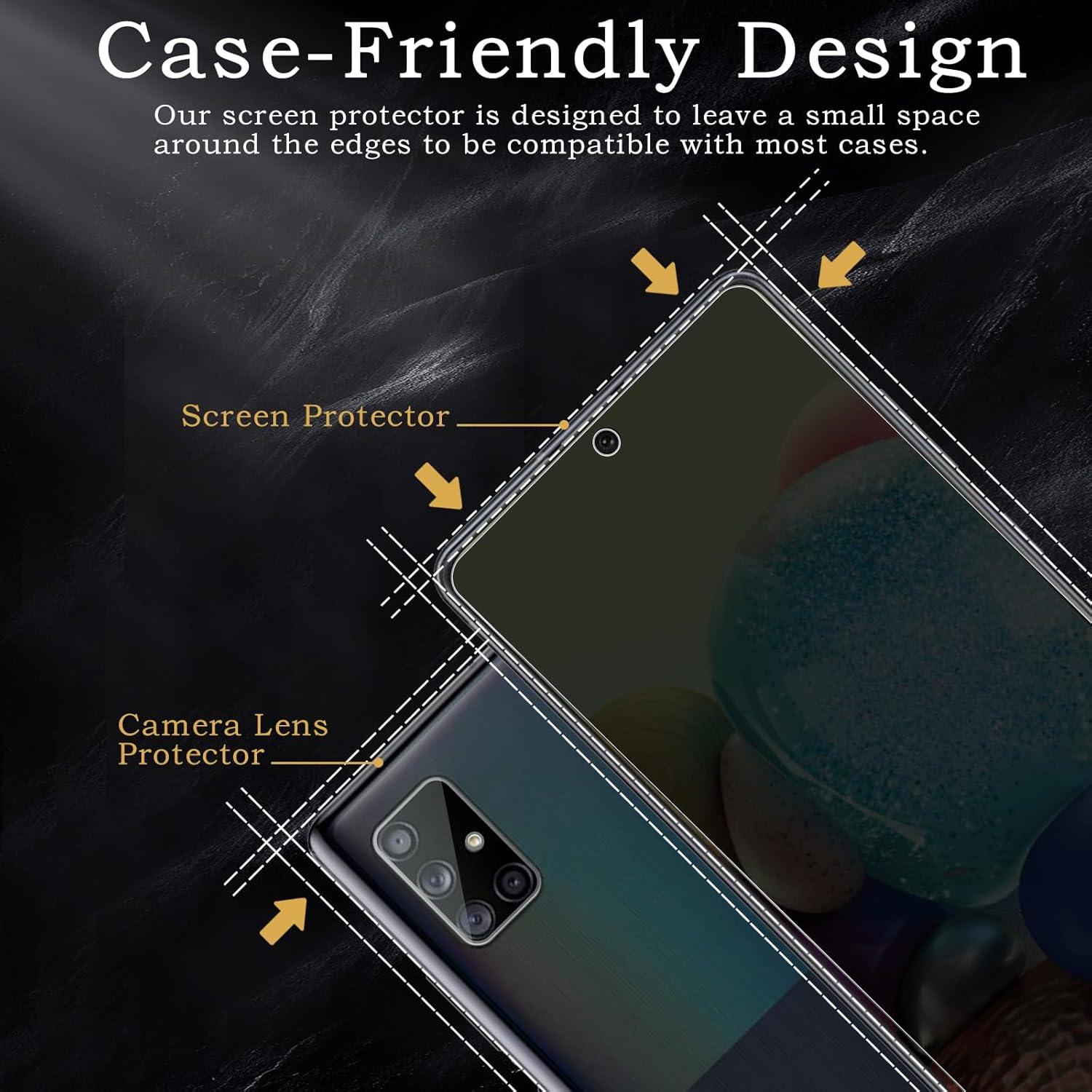 Sichtschutz und Kameraschutz für Samsung Galaxy A71 - 2 Stück, Anti-Spy Folie, 9H Härte, HD Blickschutz