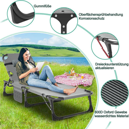 Klappbare Sonnenliege mit Matratze und Kopfstütze - 68cm