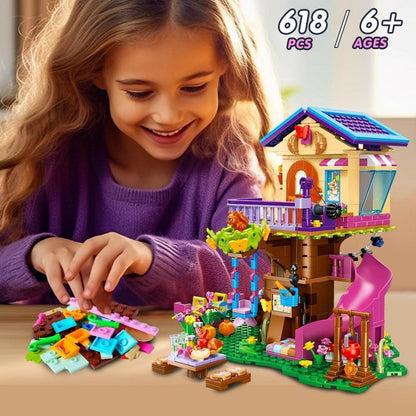 CUBIMANA Waldhütten-Bausteine Set mit LED-Licht für Kinder