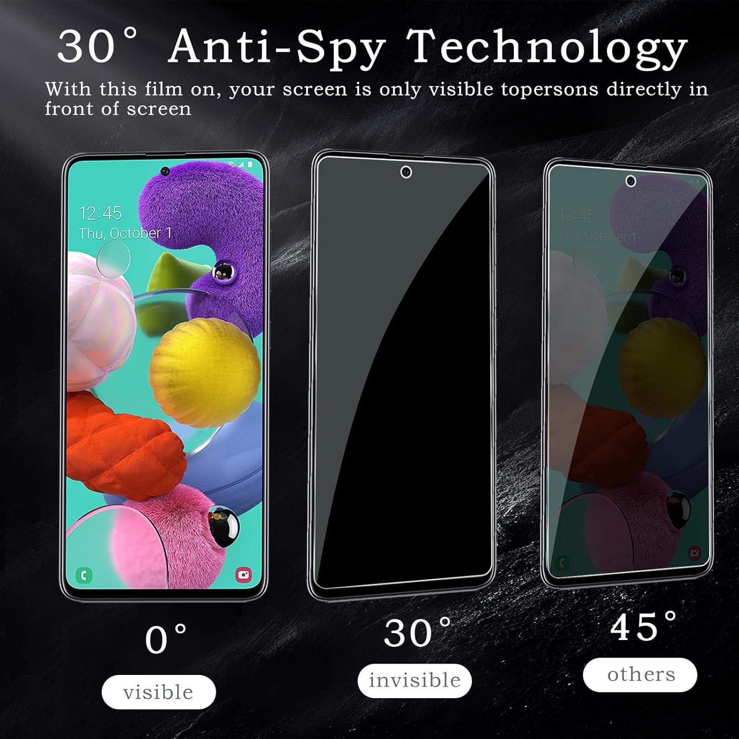 Sichtschutz Samsung Galaxy A51 - 2x Kameraschutz, Anti-Spy Folie 9H