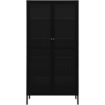 Glasvitrine Schwarz 90x40x180 cm – Stahlrahmen