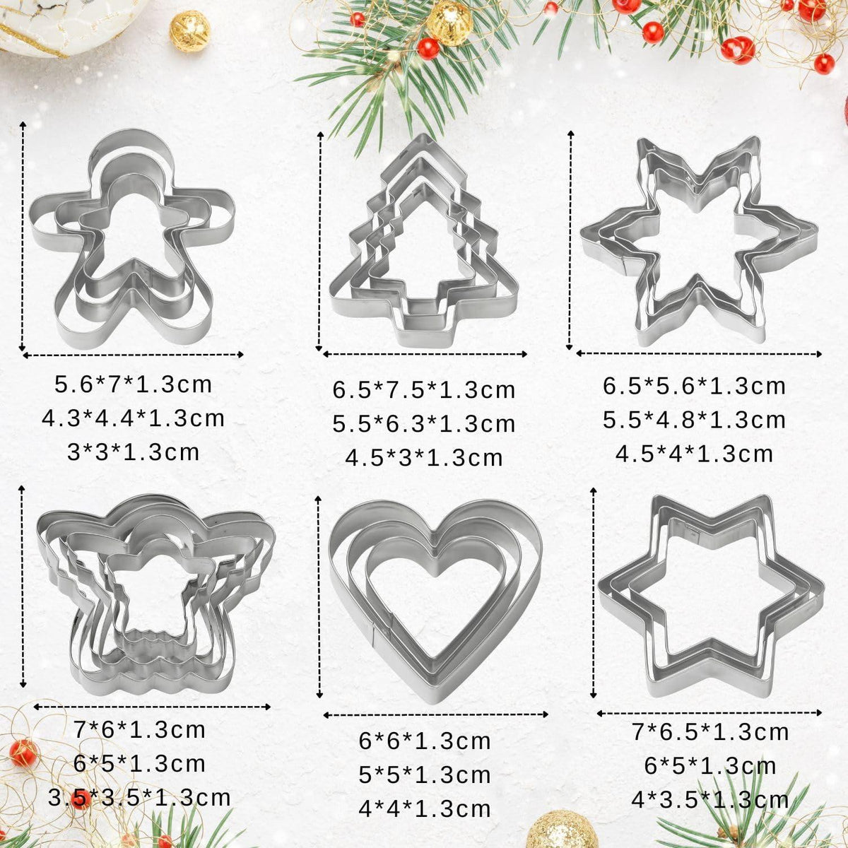 Orapink 18-teiliges Weihnachts Ausstechformen Set Edelstahl Xmas Keksausstecher Lebkuchenmann Weihnachtsbaum