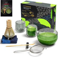 Matcha Tee Set mit Bambusbesen und Schale - Keramik Set 9-teilig