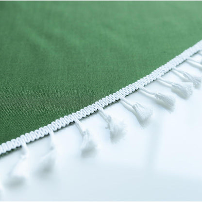Runde Tischdecke Baumwolle Leinen Dunkelgrün 260 cm (für Tische 180-200 cm)