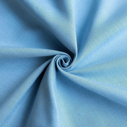 Runde Baumwoll-Leinen Tischdecke mit Fransen, Himmelblau 220 cm