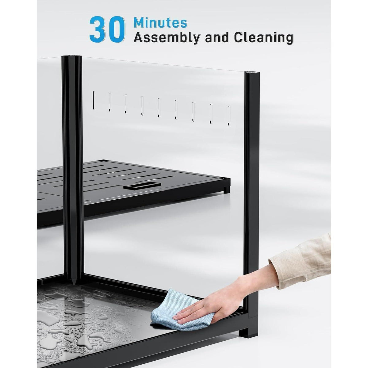 Großer Hamsterkäfig 100cm Stapelbar mit tiefer Einstreu-Basis Schwarz