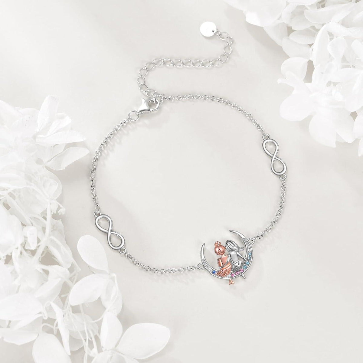 925 Sterling Silber Armband für Schwestern mit Herz und Unendlichkeitszeichen