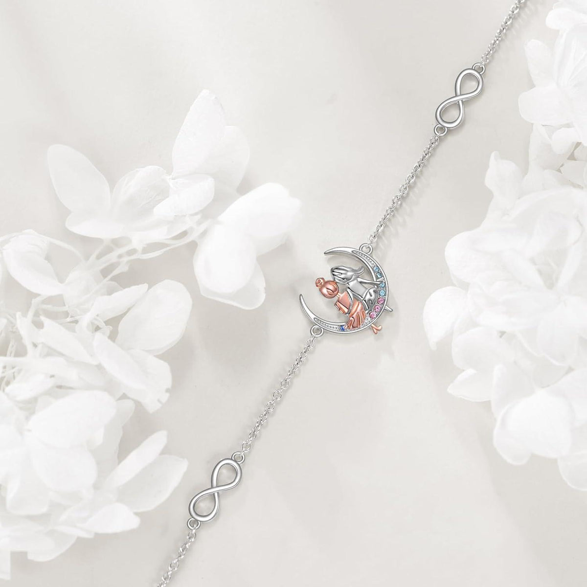925 Sterling Silber Armband für Schwestern mit Herz und Unendlichkeitszeichen