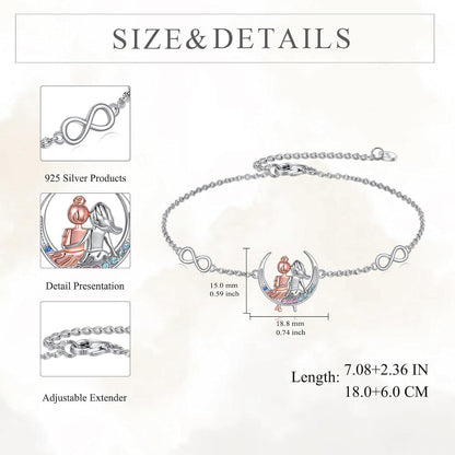 925 Sterling Silber Armband für Schwestern mit Herz und Unendlichkeitszeichen