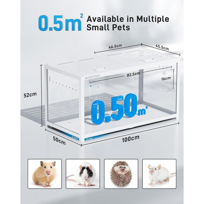 Großer Hamsterkäfig 100cm Weiß stapelbar mit tiefer Einstreuwanne