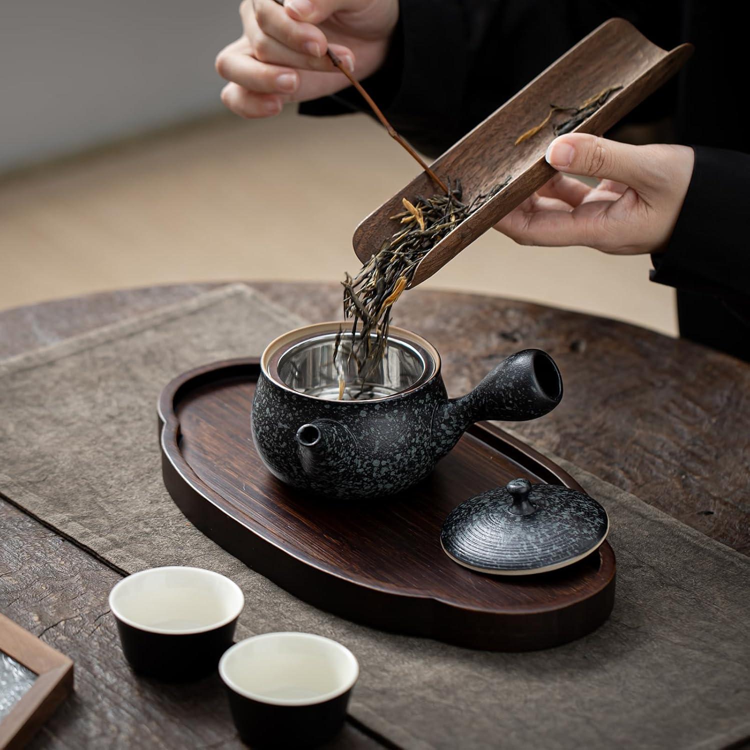 Keramik-Teekanne mit Teefilter für losen Tee Japan Kyusu 8,5 oz
