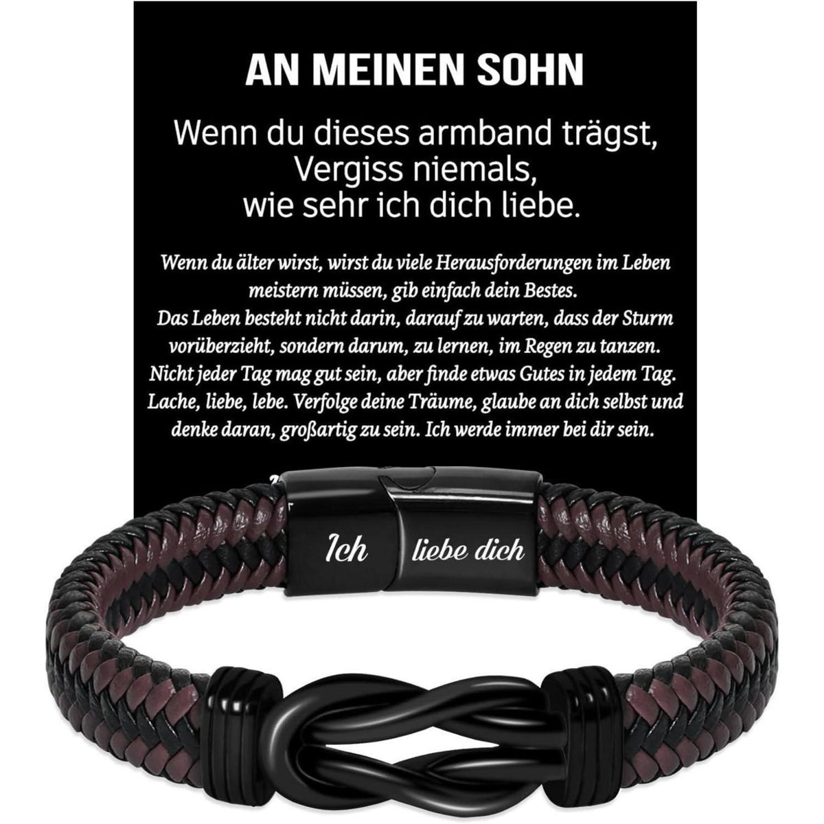 Armband "Ich Liebe Dich" - Geschenk für Sohn in Lederoptik