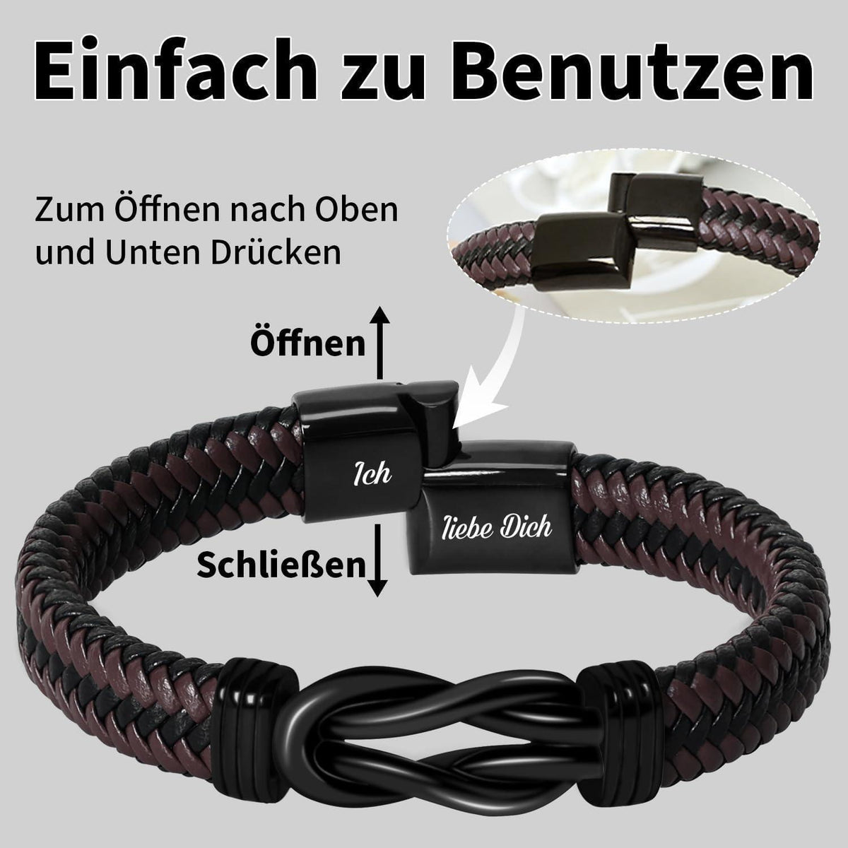 Armband "Ich liebe dich" - Geschenk für Ihn in Lederoptik