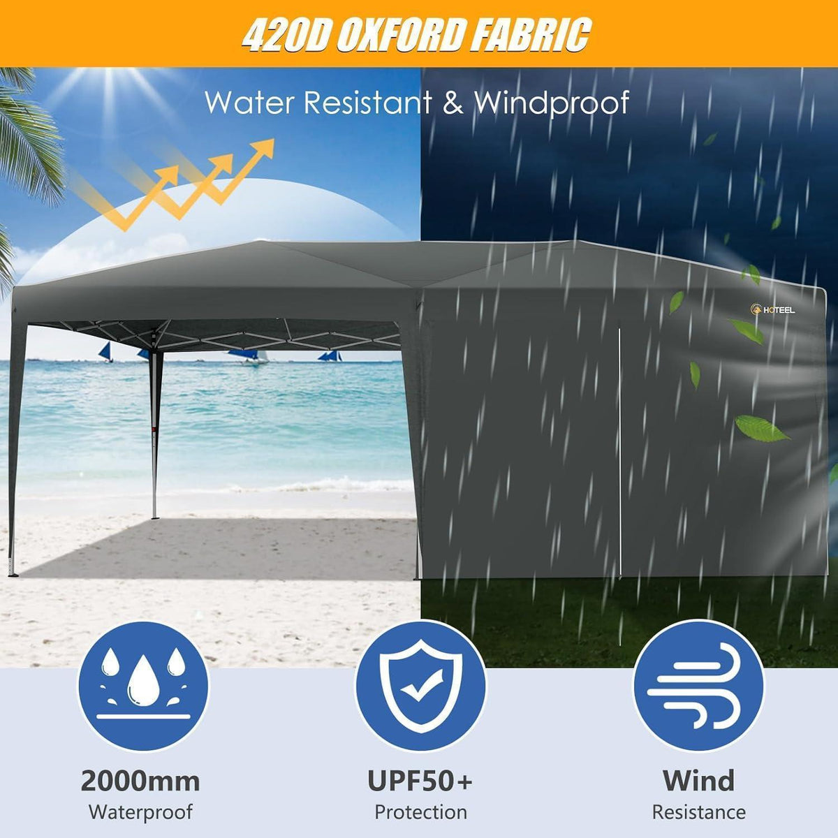 Pavillon 3x6 mit Seitenwänden – Wasserdicht & Stabil für Garten & Party