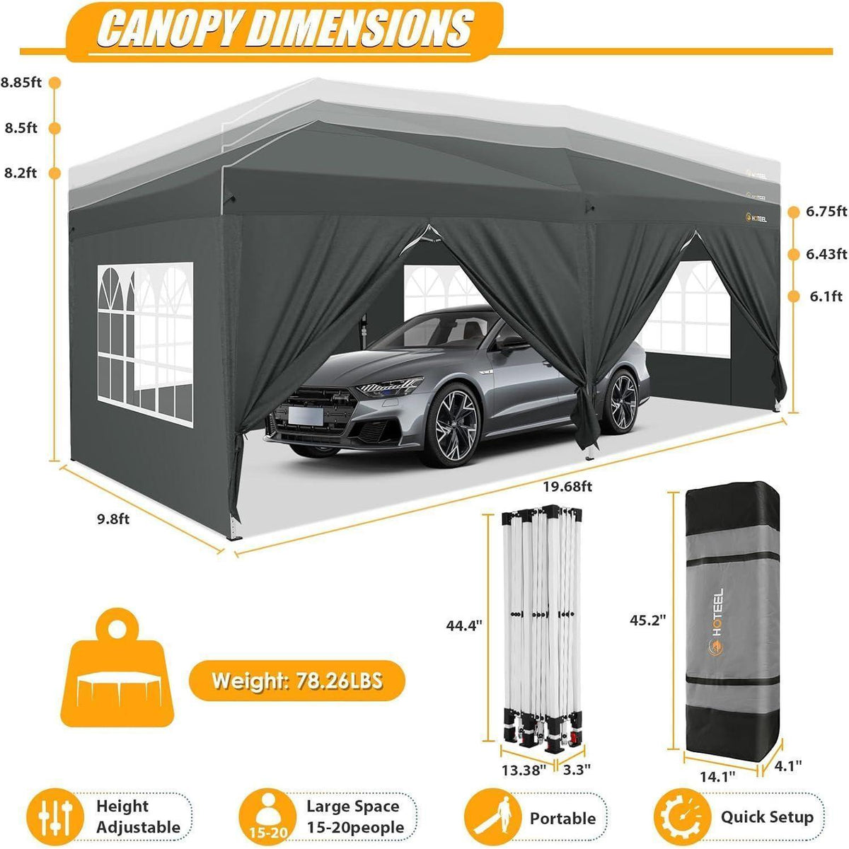 Pavillon 3x6 mit Seitenwänden – Wasserdicht & Stabil für Garten & Party