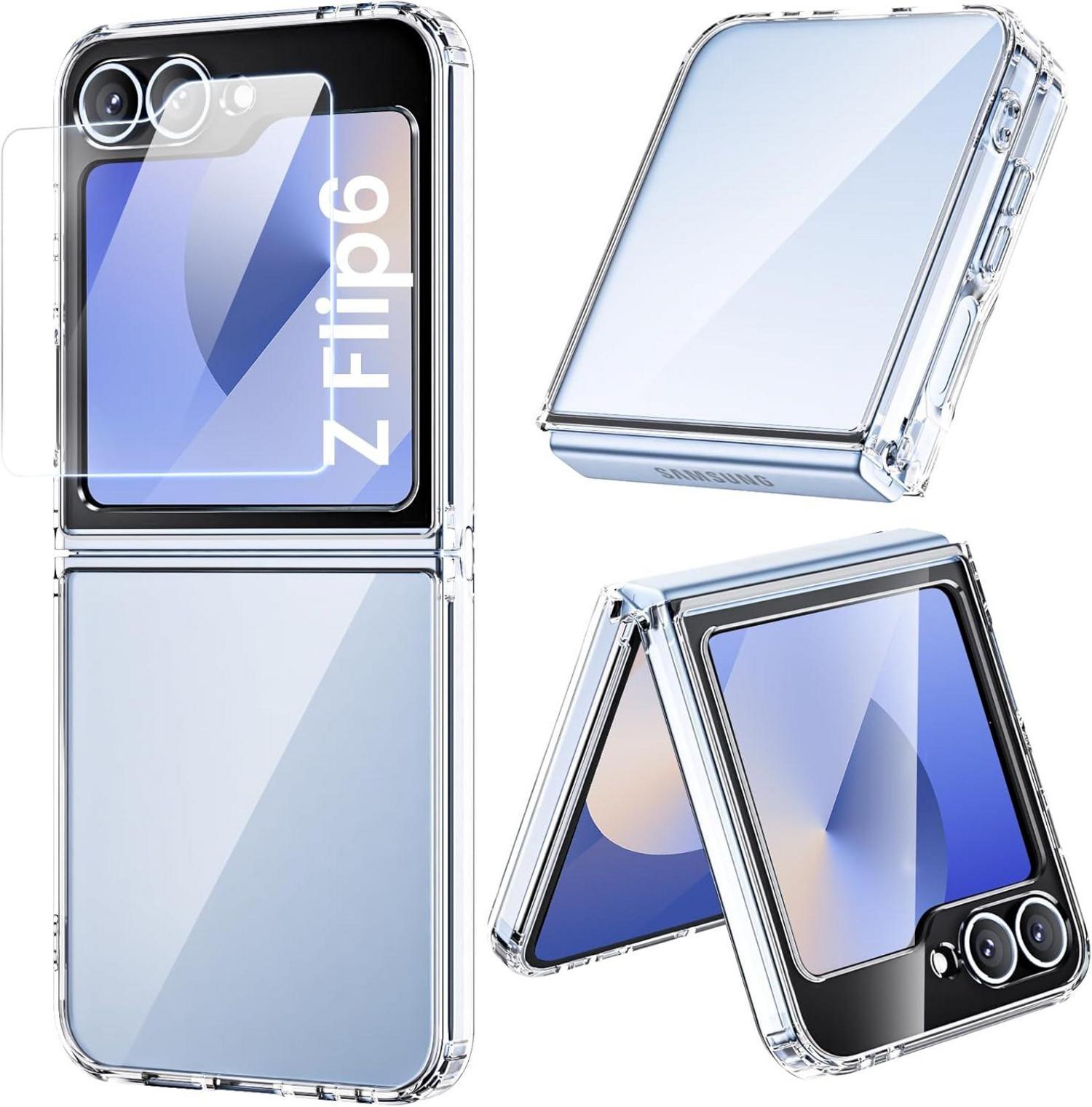 Samsung Z Flip 6 Hülle mit Schutzfolie - Transparenter Hard