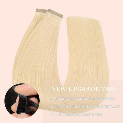 Echthaar Tape Extensions Hellblond 50cm (50g)