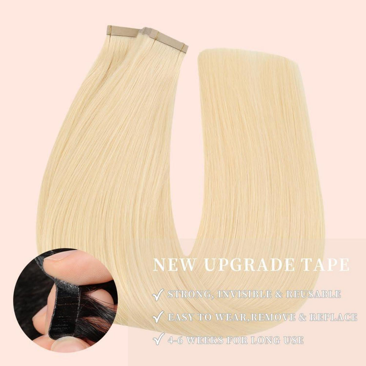 Echthaar Tape Extensions Hellblond 60cm (24 Zoll)