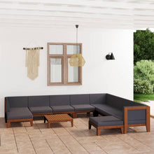 Gartenmöbel Set Akazie Holz Ecksofa Lounge 11-tlg dunkelgrau