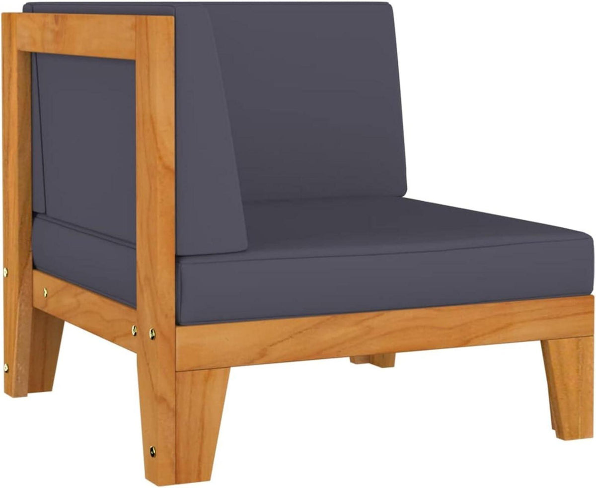 Gartenmöbel Set Holz Akazie Ecksofa 5-TLG Dunkelgrau Outdoor