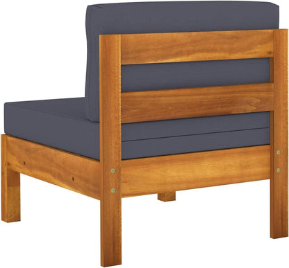Gartenmöbel Set Holz Akazie Ecksofa Outdoor Lounge 7tlg dunkelgrau