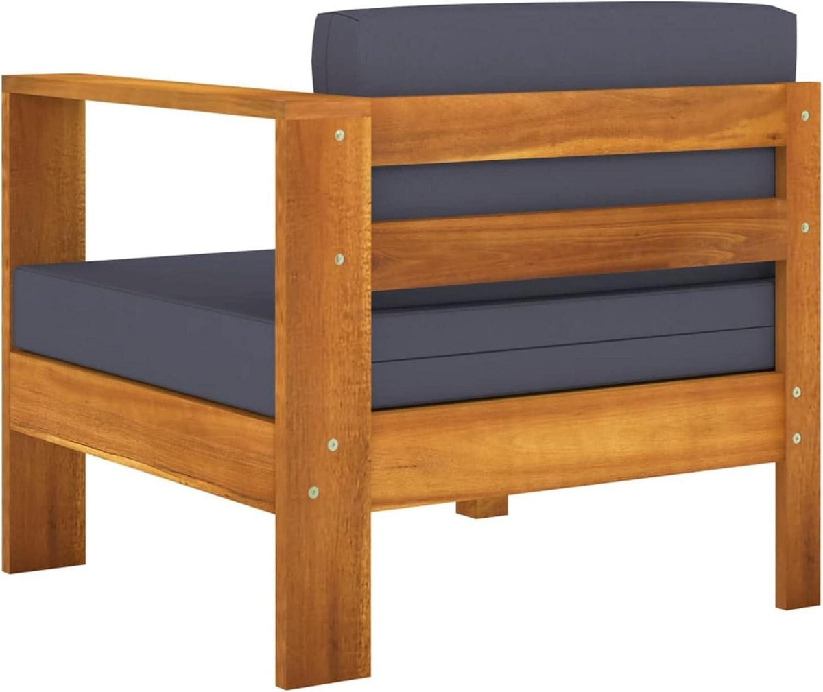 Gartenmöbel Set Holz Akazie Ecksofa Outdoor Lounge 7tlg dunkelgrau