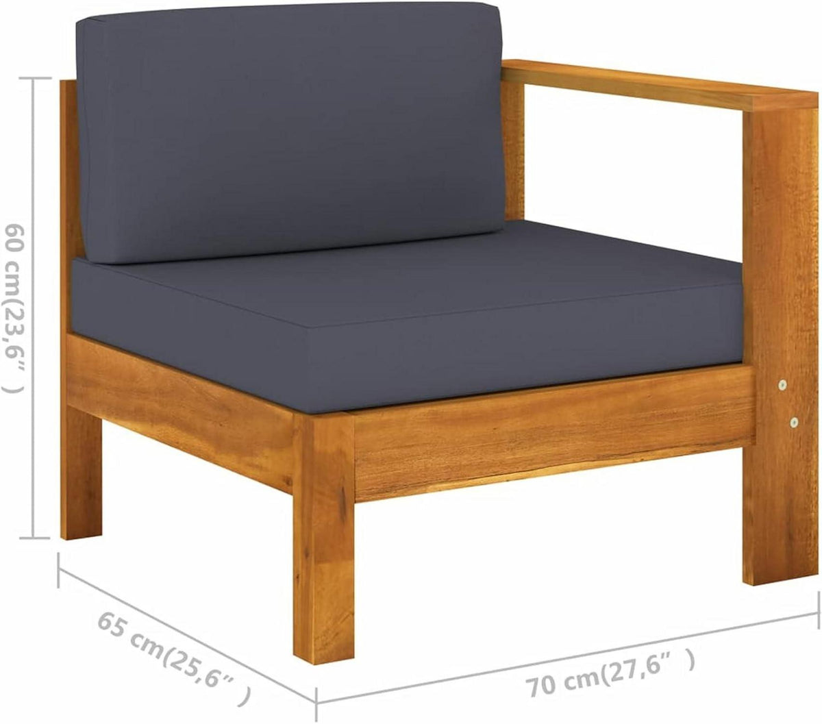 Gartenmöbel Set Holz Ecksofa Outdoor Lounge Massivholz Akazie 7-TLG dunkelgrau