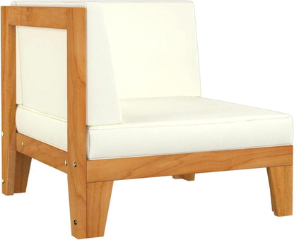 Gartenmöbel Set Holz Ecksofa Outdoor Lounge Akazie 8-TLG Creme