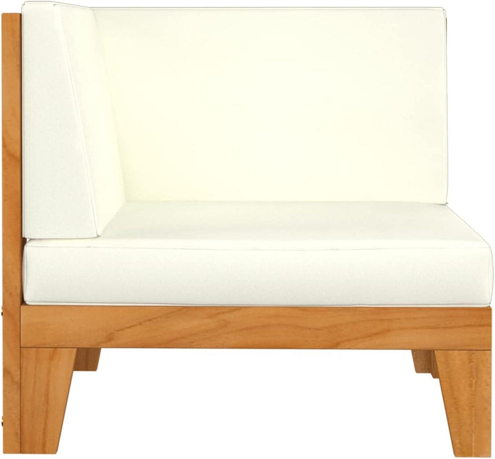 Gartenmöbel Set Holz Ecksofa Lounge Terrasse 8-tlg Akazie Creme