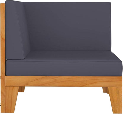 Gartenmöbel Set Holz Ecksofa Lounge Outdoor Sitzgruppe 6tlg Akazie Dunkelgrau