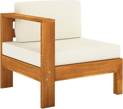 Gartenmöbel Set Holz Ecksofa Lounge Terrasse Balkon 7-teilig Akazie Creme