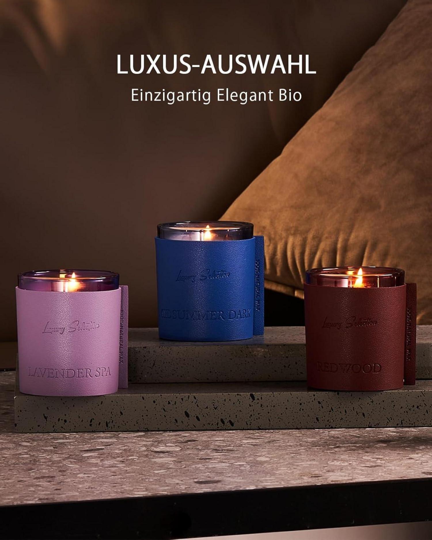 Duftkerze im Leder eingewickelt Lavender Spa Geschenkbox 50Std. - 210g