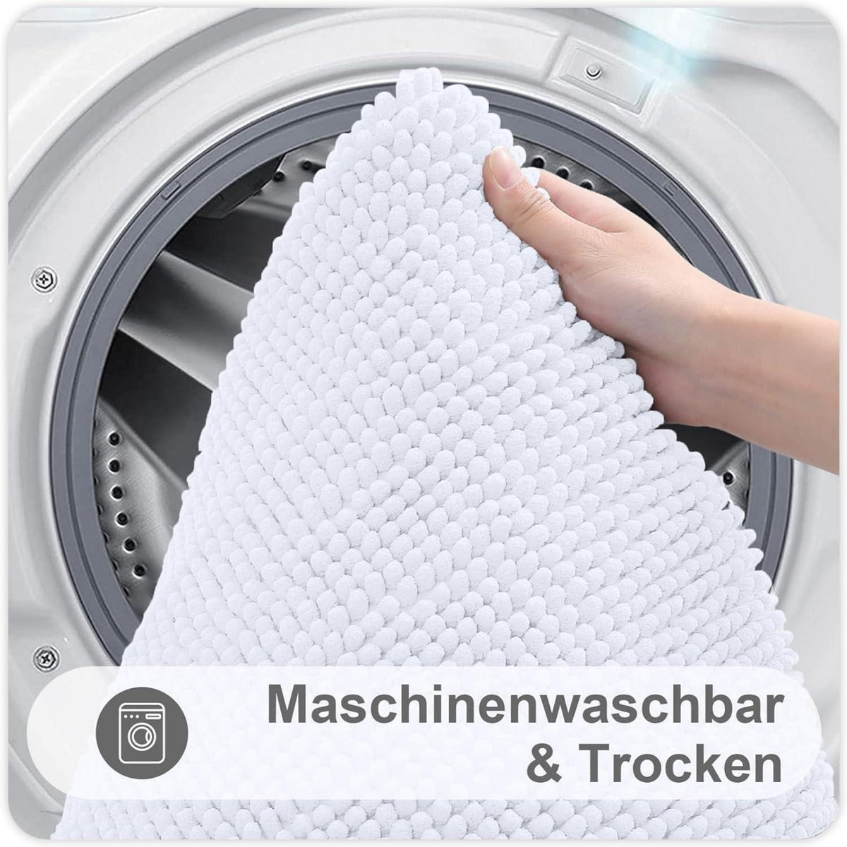 Chenille Badematte rutschfest weich saugfähig 40x120 cm Weiß
