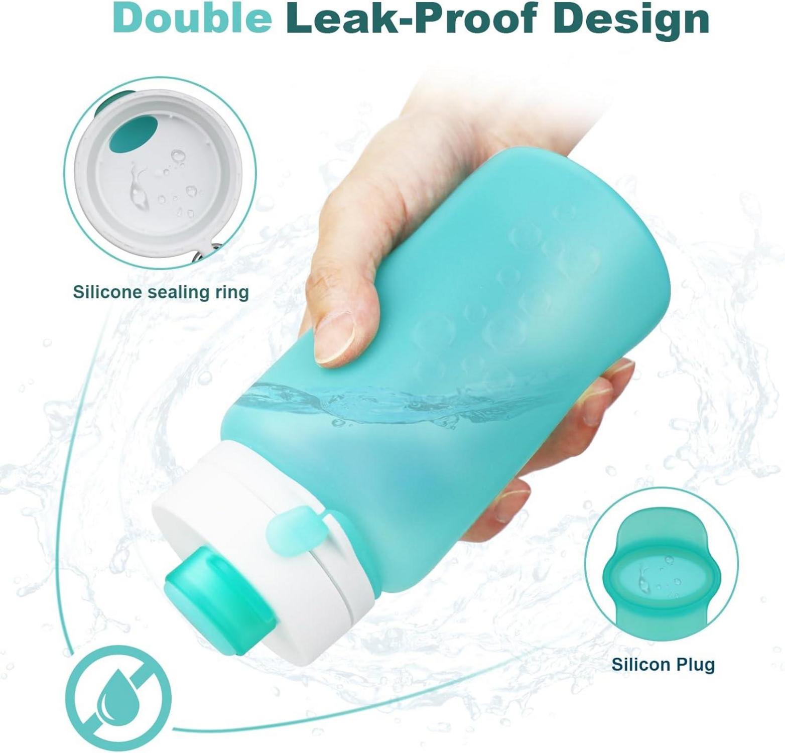 NAVTUE Faltbare Trinkflasche 550ml BPA-frei Leicht Auslaufsicher für Reise Fitness Wandern Camping
