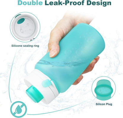 NAVTUE Faltbare Trinkflasche 550ml BPA-frei Leicht Auslaufsicher für Reise Fitness Wandern Camping
