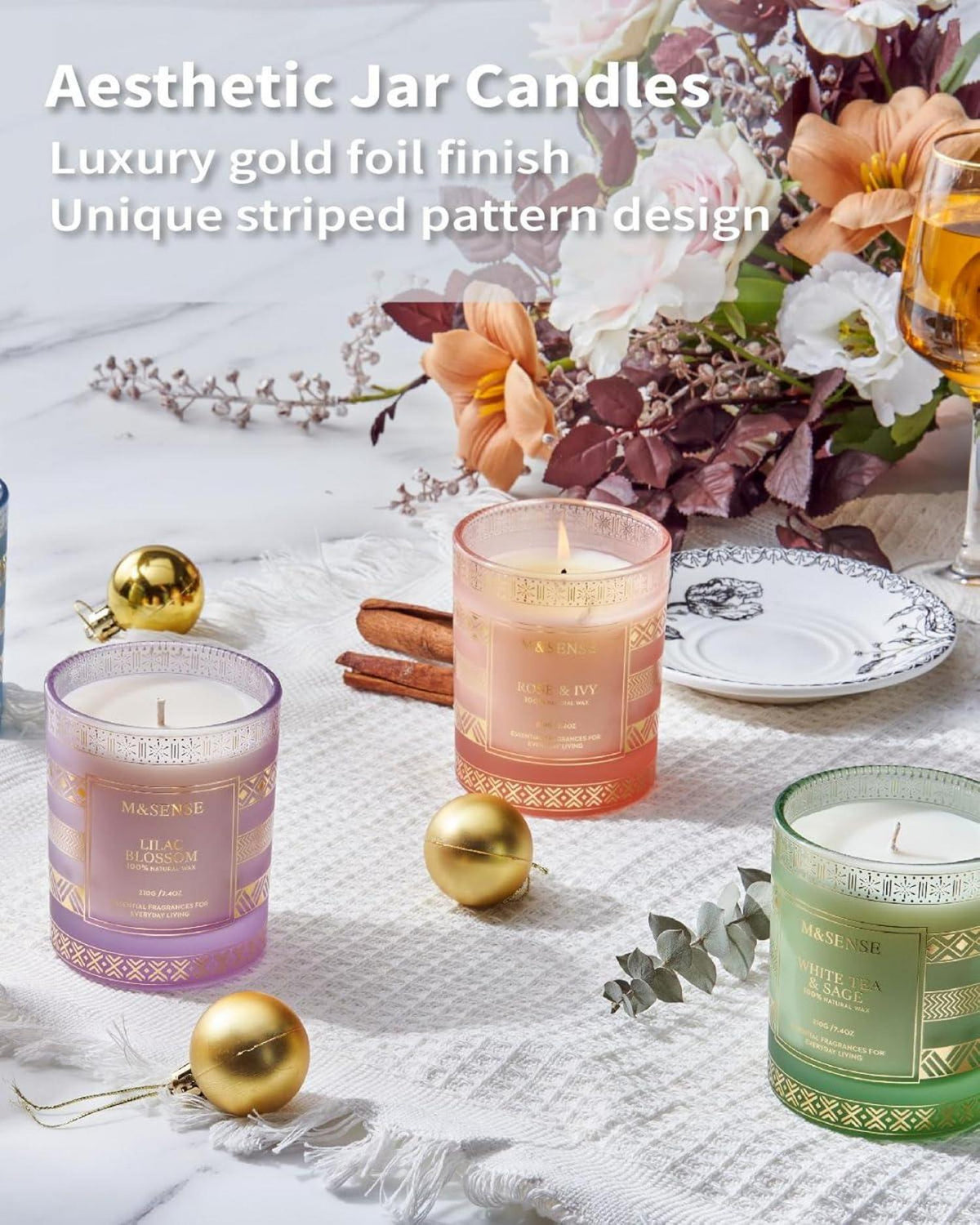 Sojaduftkerzen Weißer Tee & Salbei 210g - Natürlich und nachhaltig - 45 Stunden