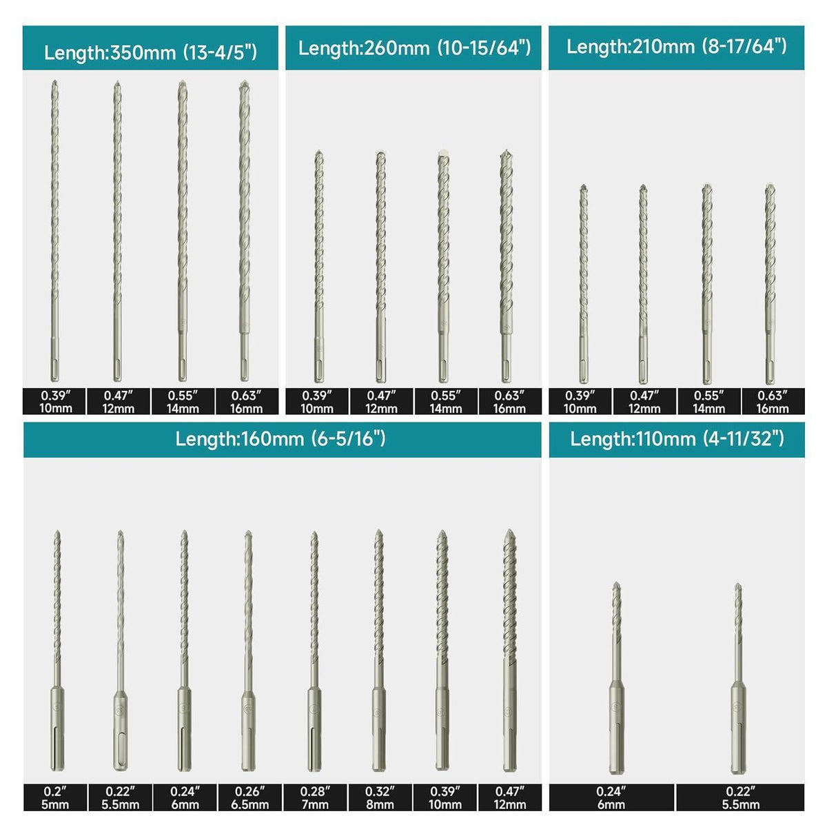 Bohrhammer-Bohrer- und Meißelset 27-teilig mit SDS-Plus Adapter