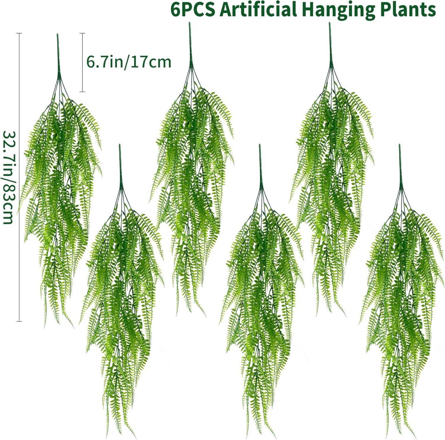 Künstliche Hängepflanze Farn 80cm Hängend 4 Stück für Innen
