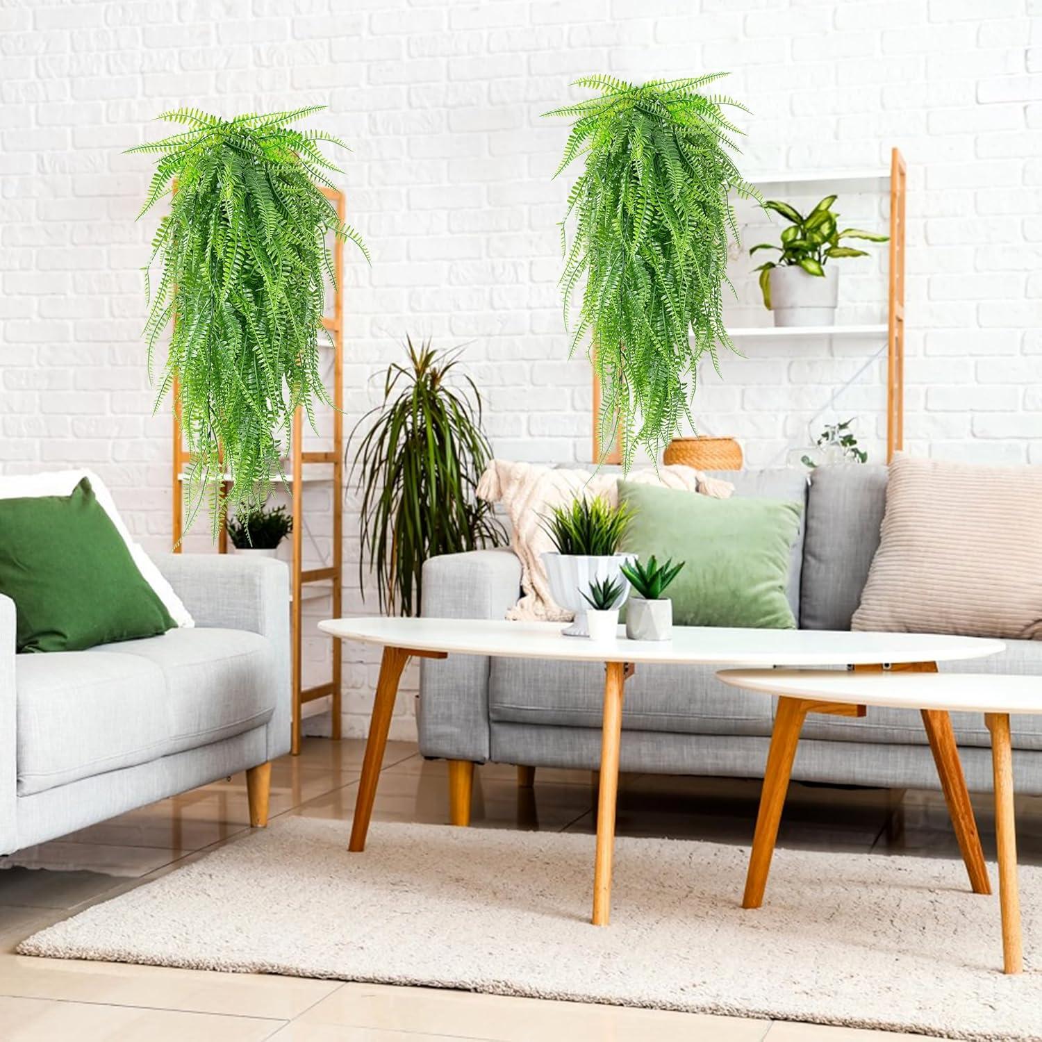 Kunstpflanze Hängend 80cm Künstliche Farn Hängepflanze Grüne Blätter