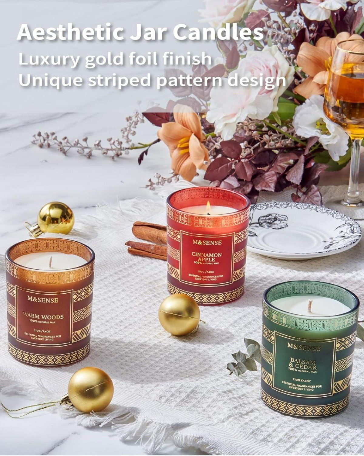 Dufkerze Holz Winter Geschenk 210g Soja 45h Lange Brenndauer Jar