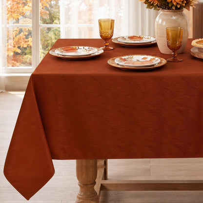 Herbst Tischdecke Jacquard, Rostrot, Rechteckig, Wasserabweisend
