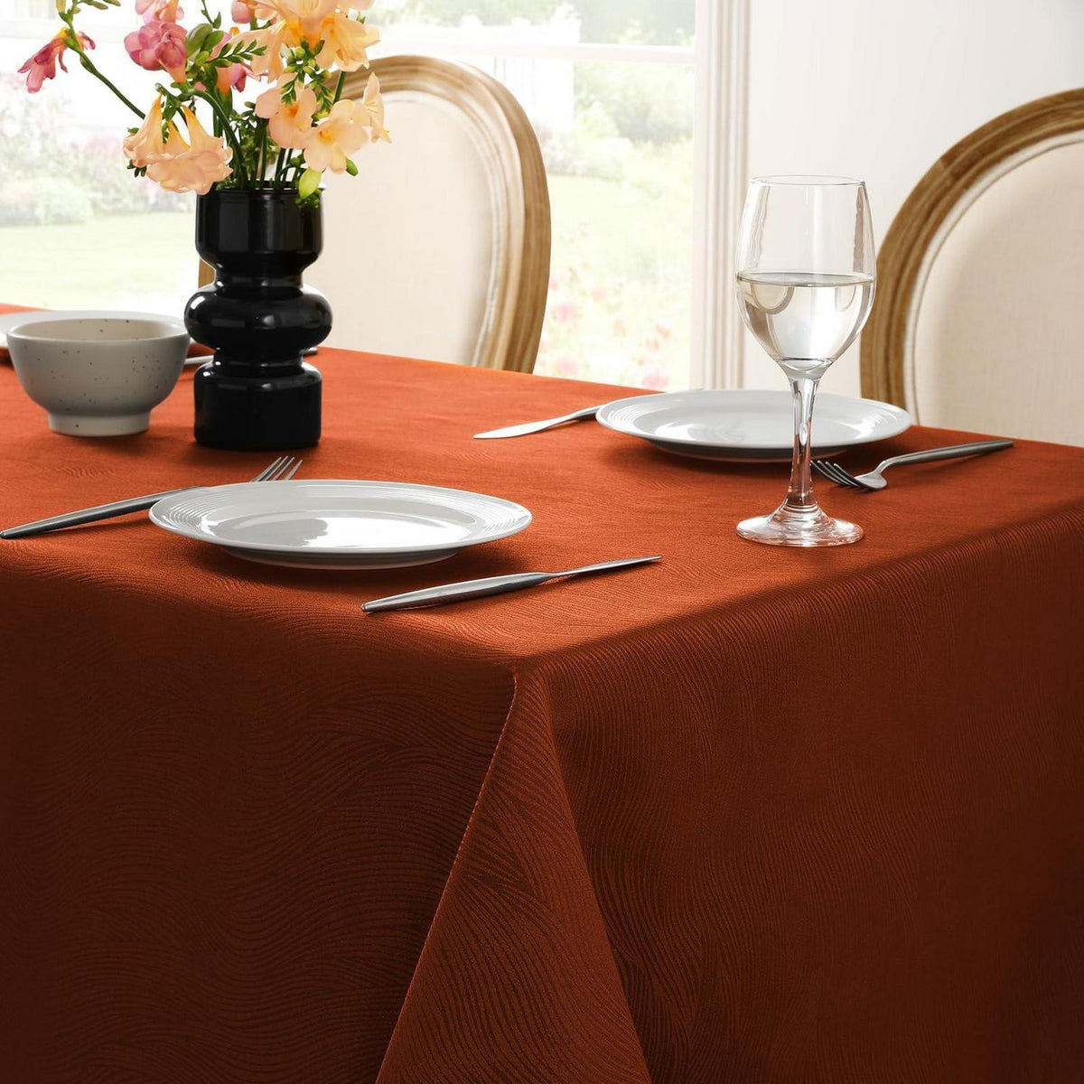 Herbst Tischdecke Jacquard, Rostrot, Rechteckig, Wasserabweisend