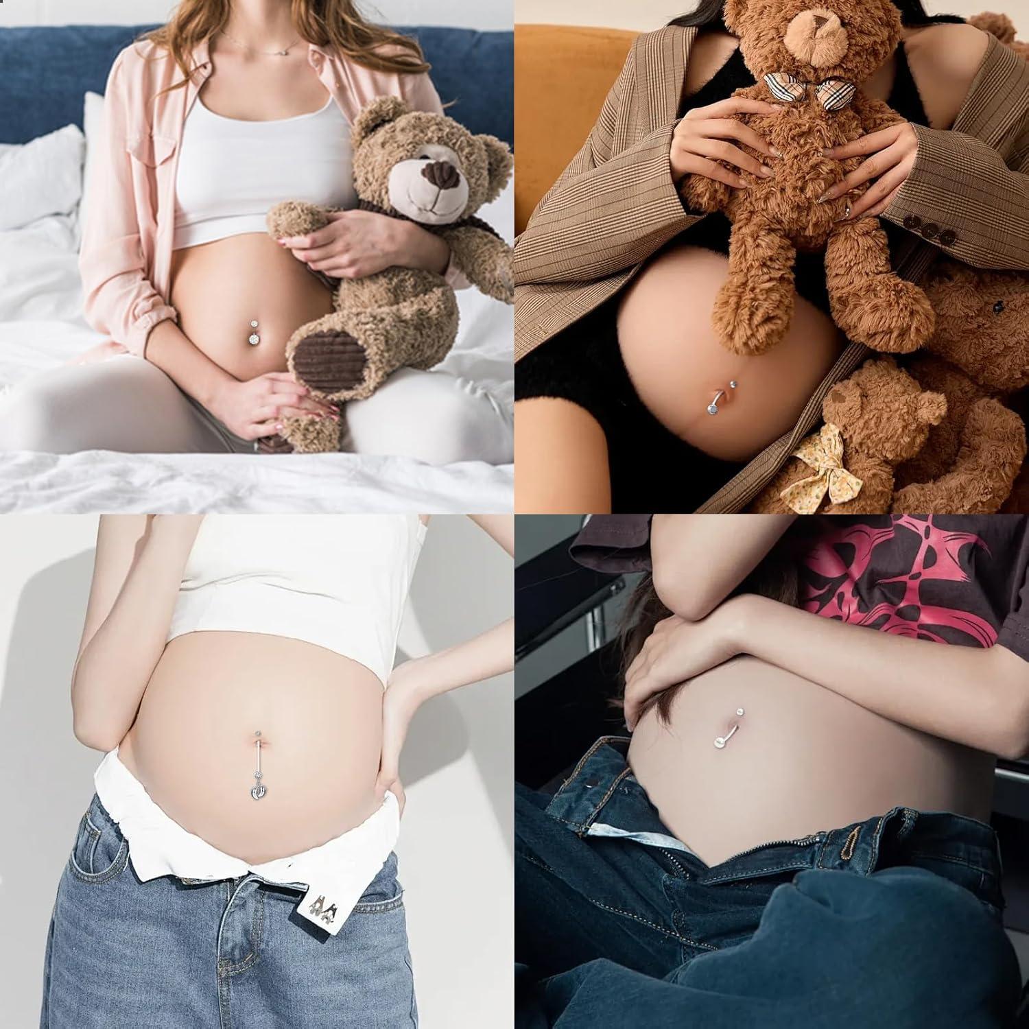 Mutterschaft Bauch Piercing Acryl 14G bunte Gem sortiert Bioflex 6er